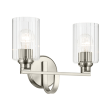  55225NIFLU - Gioe 14.25" 2-Light Vanity Light with Clear Fluted Glass in Brushed Nickel