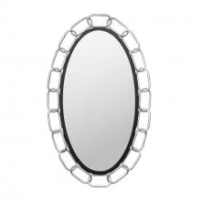  444MI24MBTS - Chains of Love 24x40 Oval Wall Mirror - Matte Black/Textured Silver