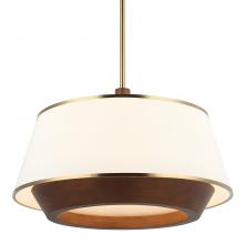  520P06SBW - Desert Flyer 6-Lt Pendant - Satin Brass/Medium Walnut