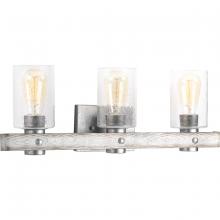  P300125-141 - Gulliver Collection Three-Light Galvanized Finish Clear Seeded Glass Coastal Bath Vanity Light