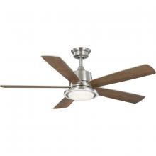  P250102-009-CS - Tarsus Collection 52 in. Five Blade Brushed Nickel Modern Ceiling Fan with Integrated CCT-LED Light