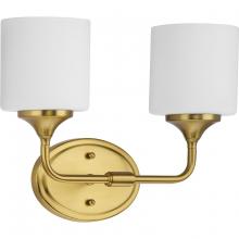  P2802-191 - Lynzie Collection Two-Light Brushed Gold Etched Opal Glass Modern Bath Vanity Light