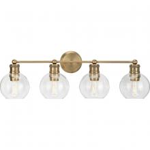  P300052-163 - Hansford Collection Four-Light Vintage Brass Clear Glass Farmhouse Bath Vanity Light