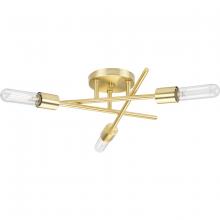  P350225-012 - Astra Collection Three-Light 18" Satin Brass Modern Semi-Flush Mount Light