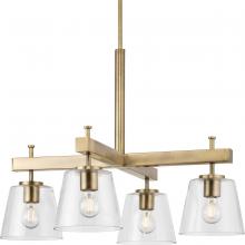  P400299-163 - Saffert Collection Four-Light New Traditional Vintage Brass Clear Glass Chandelier Light