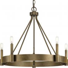  P400318-196 - Breckenridge Collection Five-Light Aged Bronze Rustic Farmhouse Chandelier