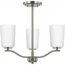  P400349-009 - Adley Collection Three-Light Brushed Nickel Etched White Opal Glass New Traditional Semi-Flush Conve