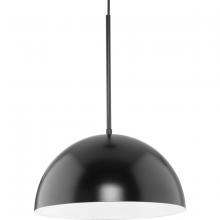  P500379-31M - Perimeter Collection One-Light Matte Black Mid-Century Modern Pendant with metal Shade