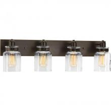  P300048-020 - Calhoun Collection Four-Light Antique Bronze Clear Glass Farmhouse Bath Vanity Light