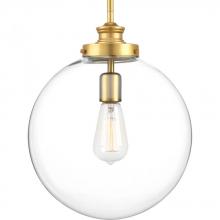  P5328-137 - Penn Collection One-Light Natural Brass Clear Glass Farmhouse Pendant Light