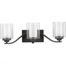  P300122-143 - Kene Collection Three-Light Graphite Clear Glass Craftsman Bath Vanity Light