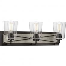 Progress P300231-143 - Briarwood Collection Three-Light Graphite Clear Glass Coastal Bath Vanity Light