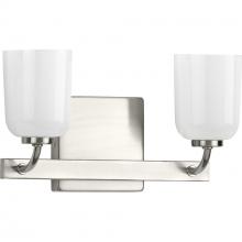  P300281-009 - Moore Collection Two-Light Brushed Nickel White Opal Glass Luxe Bath Vanity Light