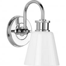  P300314-015 - Ashford Collection One-Light Polished Chrome and Opal Glass Farmhouse Style Bath Vanity Wall Light