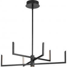  P400260-031-30 - Pivot LED Collection Six-Light Textured Black Modern Style Chandelier with Downlight