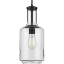  P500229-031 - Latrobe Collection One-Light Matte Black Clear Glass Coastal Pendant Light