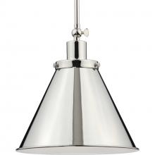  P500325-104 - Hinton Collection One-Light Polished Nickel Vintage Style Hanging Pendant Light