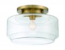  X3114-SB - Peri 1 Light 14" Flushmount in Satin Brass