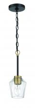  56991-FBSB - Avante Grand 1 Light Mini Pendant in Flat Black/Satin Brass