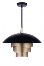  P1010FBMG-LED - 19â€ Diameter Sculptural Statement Dome Pendant with Perforated Metal Shades in Flat Black/Matte Go