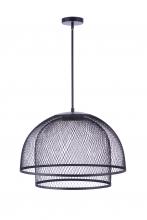  P1006FB-LED - 24.25â€ Diameter Sculptural Statement Metal Mesh Dome 2 Shade Pendant in Flat Black