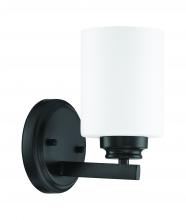  50501-FB-WG - Bolden 1 Light Vanity in Flat Black (White Glass)