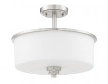  50552-BNK-WG - Bolden 2 Light Convertible Semi Flush in Brushed Polished Nickel (White Glass)