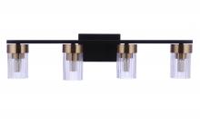  11827FBSB4 - Bond Street 4 Light Vanity in Flat Black/Satin Brass