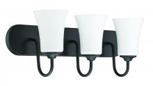  50403-FB-WG - Gwyneth 3 Light Vanity in Flat Black (White Glass)