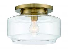  X3112-SB - Peri 1 Light 12" Flushmount in Satin Brass