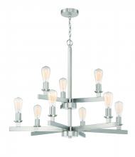  53129-BNK - Chicago 9 Light Chandelier in Brushed Polished Nickel