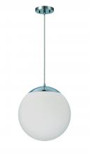  56893-CH-WG - Gaze 1 Light 14" Pendant in Chrome (White Glass)