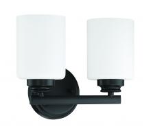  50502-FB-WG - Bolden 2 Light Vanity in Flat Black (White Glass)