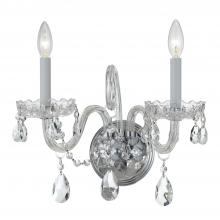  1032-CH-CL-S - Traditional Crystal 2 Light Swarovski Strass Crystal Polished Chrome Sconce