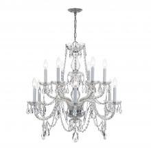  1135-CH-CL-S - Traditional Crystal 12 Light Swarovski Strass Crystal Polished Chrome Chandelier