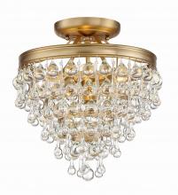  130-VG_CEILING - Calypso 3 Light Crystal Teardrop Vibrant Gold Semi Flush Mount