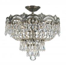  1483-HB-CL-SAQ - Majestic 3 Light Spectra Crystal Historic Brass Semi Flush Mount