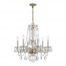  5086-PB-CL-S - Traditional Crystal 6 Light Swarovski Strass Crystal Polished Brass Chandelier