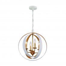 Crystorama 584-MT-GA - Luna 4 Light Matte White + Antique Gold Sphere Chandelier