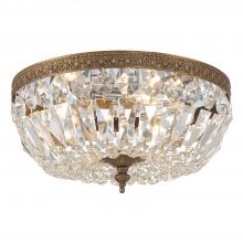  712-OB-CL-SAQ - Crystorama 3 Light Spectra Crystal Olde Brass Flush Mount