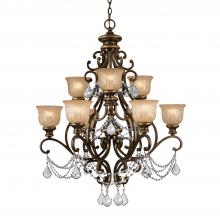  7509-BU-CL-S - Norwalk 9 Light Swarovski Strass Crystal Bronze Umber Chandelier