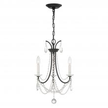  KAR-90903-MK-CL-MWP - Karrington 3 Light Matte Black Mini Chandelier