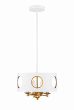  ODE-700-MT-GA - Odelle 4 Light Matte White + Antique Gold Pendant