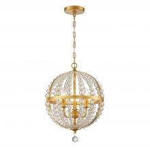  ROX-A9003-GA - Roxy 3 Light Antique Gold Mini Chandelier