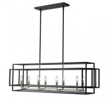  454-44L-BK-BN - 8 Light Linear Chandelier