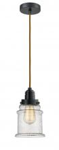  100BK-10CR-2H-BK-G184 - Winchester - 1 Light - 8 inch - Matte Black - Cord hung - Mini Pendant