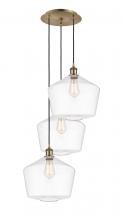  113B-3P-AB-G652-12 - Cindyrella - 3 Light - 19 inch - Antique Brass - Cord Hung - Multi Pendant