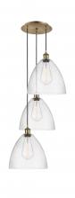  113B-3P-AB-GBD-124 - Bristol - 3 Light - 19 inch - Antique Brass - Cord Hung - Multi Pendant