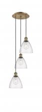  113B-3P-AB-GBD-754 - Bristol - 3 Light - 14 inch - Antique Brass - Cord Hung - Multi Pendant