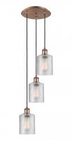  113B-3P-AC-G112 - Cobbleskill - 3 Light - 12 inch - Antique Copper - Cord Hung - Multi Pendant